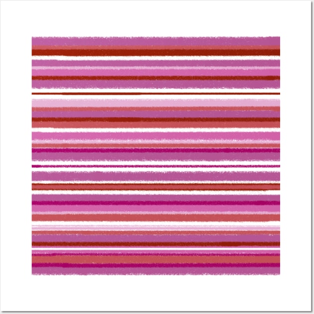 Lesbian Flag grunge stripes Wall Art by TooCoolUnicorn